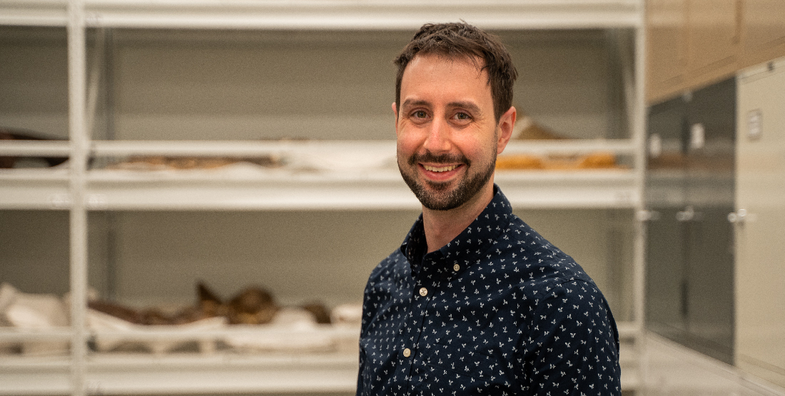 Jeffrey Benca in the Burke Museum Paleontology collections space.