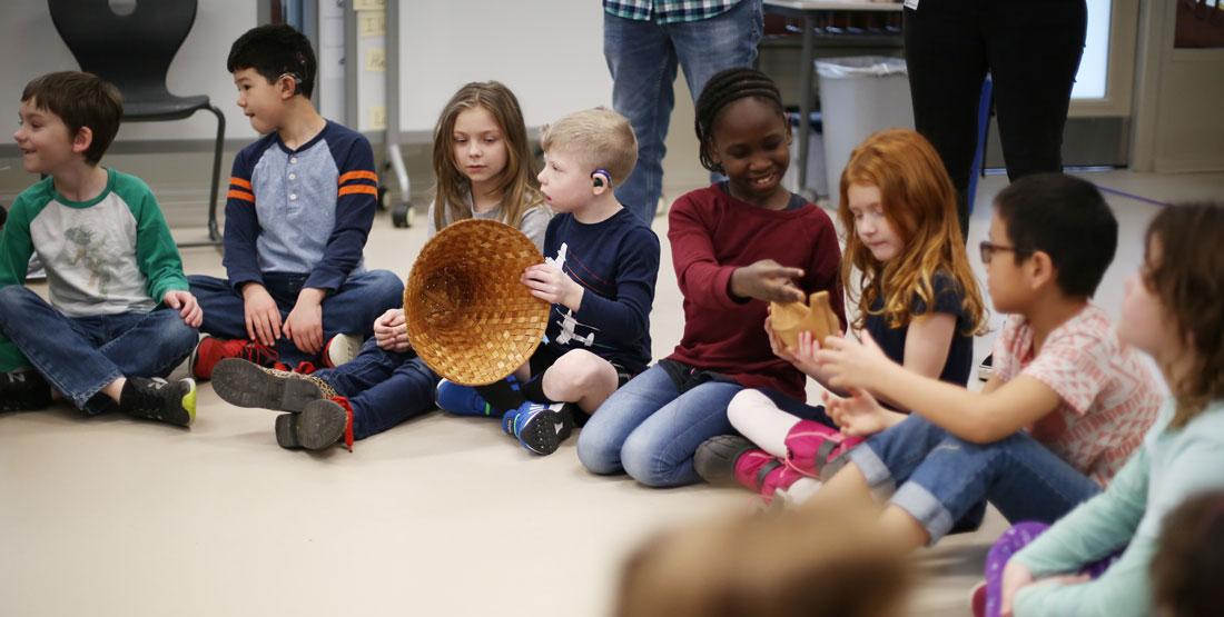 students interact during Storytellers program