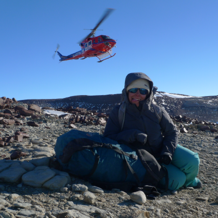 Megan Whitney in the field doing paleontology fieldwork 